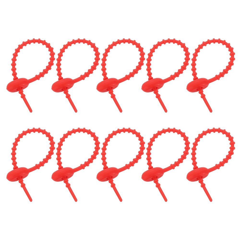 uxcell 20Pcs 5" Silicone Cable Ties, Reusable Zip Ties Strips Twist Tie, Cable Cord Wraps Management Organizer for Home Office Kitchen Food Bag, Red