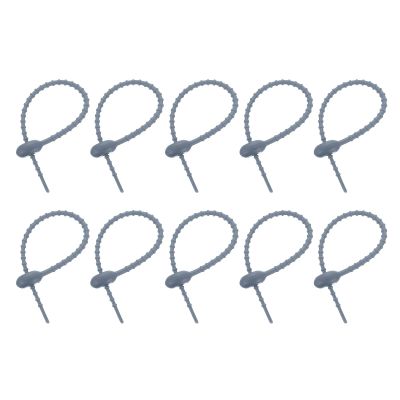 uxcell 20Pcs 7" Silicone Cable Ties, Reusable Zip Ties Strips Twist Tie, Cable Cord Wraps Management Organizer for Home Office Kitchen Food Bag, Gray