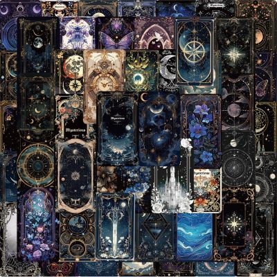 100 Goth Mystery Tour StickersFantasy Graffiti Galaxy Astronomical ArtisticCelestial Sticker Set Laptop Retro Galaxy Moon for DIY Scrapbook Journal Laptops,Water BottleJournals Kindle Case