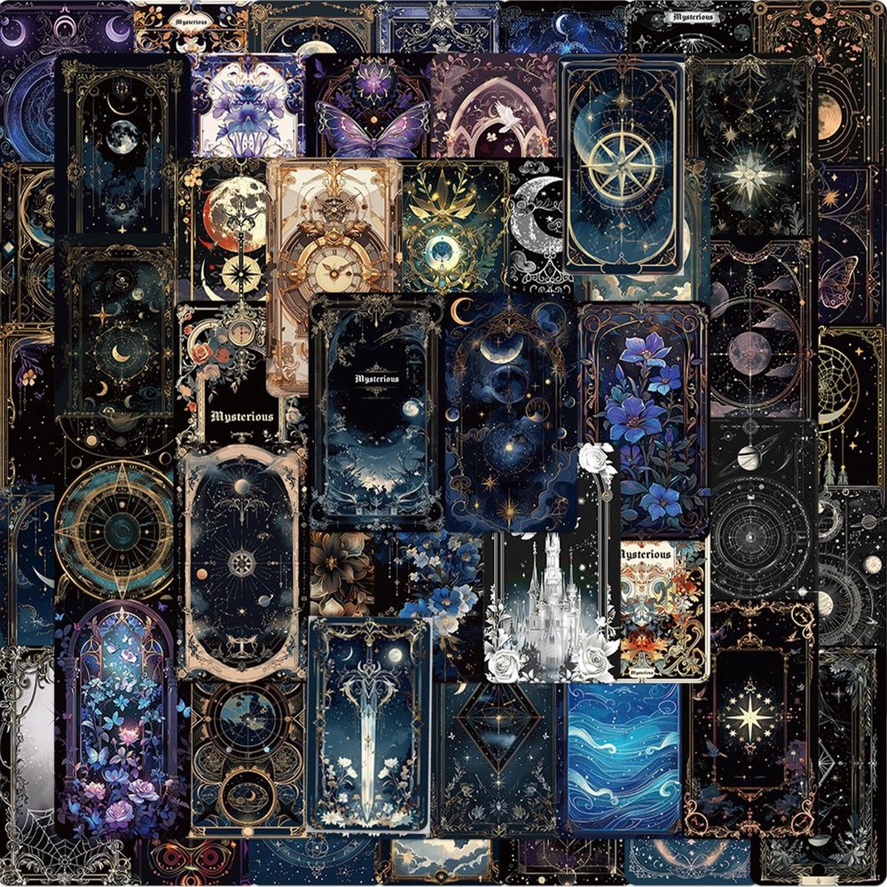 100 Goth Mystery Tour StickersFantasy Graffiti Galaxy Astronomical ArtisticCelestial Sticker Set Laptop Retro Galaxy Moon for DIY Scrapbook Journal Laptops,Water BottleJournals Kindle Case