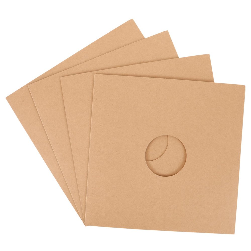 Levemolo 4pcs Vinyl Record Sleeves Brown Paper Storage Bags for Air Circulation for Vinyl Collection Sturdy Design for Easy Organization