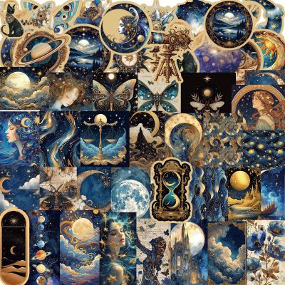 100pcs Vintage Astronomy StickersFantasy Graffiti Galaxy Astronomical ArtisticCelestial Sticker Set Laptop Retro Galaxy Moon for DIY Scrapbook Journal Laptops,Journals Kindle Case