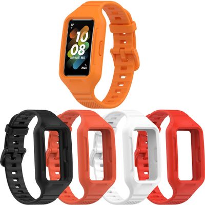 Designed for Huawei Band 10/9/8/7/6 Universal Textured Strap with Case Frame, 14 Colors in 4 Sets (Black+White+3 Colors Each), Soft TPE Material, One-Piece Replacement Band for Fitness/Sports (MIX-color-3)