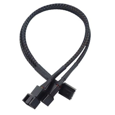 BOXUWFO HONGP New 4 Pin Pwm Fan Cable 1 to 4/3/2/1 Ways Splitter Black Sleeved 27cm Extension Cable Connector Pwm Extension Cables(1 in 2)