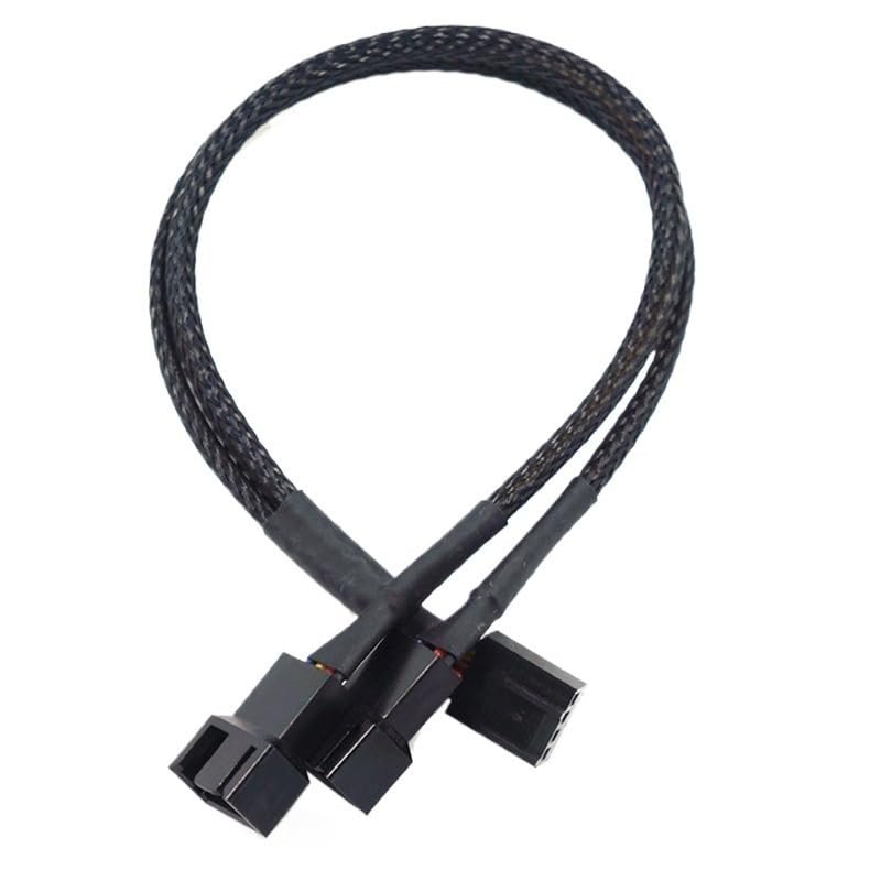 BOXUWFO HONGP New 4 Pin Pwm Fan Cable 1 to 4/3/2/1 Ways Splitter Black Sleeved 27cm Extension Cable Connector Pwm Extension Cables(1 in 2)