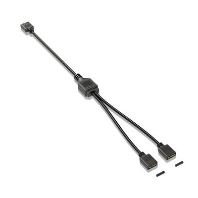 BOXUWFO HONGP ARGB Chassis Fan Splitter 5V 3PIN Connector 1 to 2/3/4 Motherboard Extension Cable Synchronization 30cm(Black 1 to 2)
