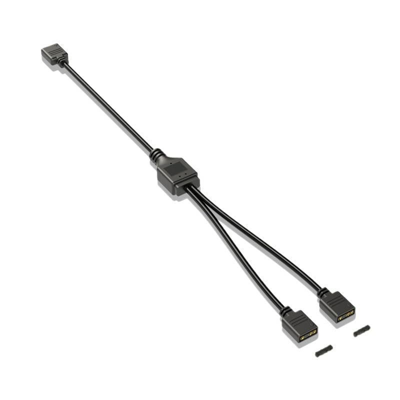 BOXUWFO HONGP ARGB Chassis Fan Splitter 5V 3PIN Connector 1 to 2/3/4 Motherboard Extension Cable Synchronization 30cm(Black 1 to 2)