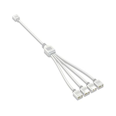 BOXUWFO HONGP ARGB Chassis Fan Splitter 5V 3PIN Connector 1 to 2/3/4 Motherboard Extension Cable Synchronization 30cm(White 1 to 4)