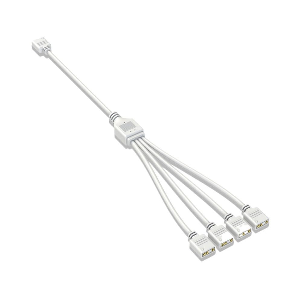 BOXUWFO HONGP ARGB Chassis Fan Splitter 5V 3PIN Connector 1 to 2/3/4 Motherboard Extension Cable Synchronization 30cm(White 1 to 4)