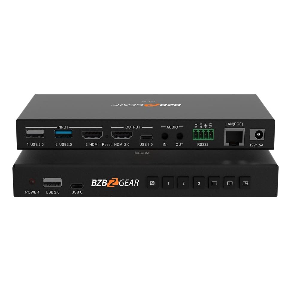 3-Port 4K UHD USB/HDMI Camera Video Selector and Mixer