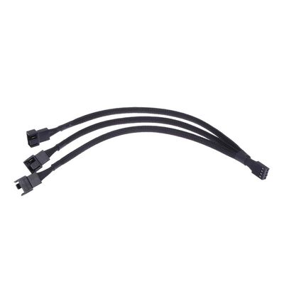 BOXUWFO HONGP 4 Pin PWM Fan Cable 1 to 3 Ways Splitter Black Sleeved Extension Cable PMW Fan Connector Cord Lines Computer Wires(1pc)