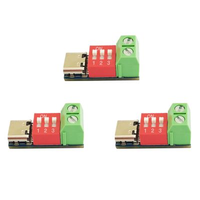 KTELLTY 3PCS Type-C PD QC Trigger 5V-20V DC Adjustable Voltage Power Module Dial Adjustment Voltage Fast Charging Decoy Module