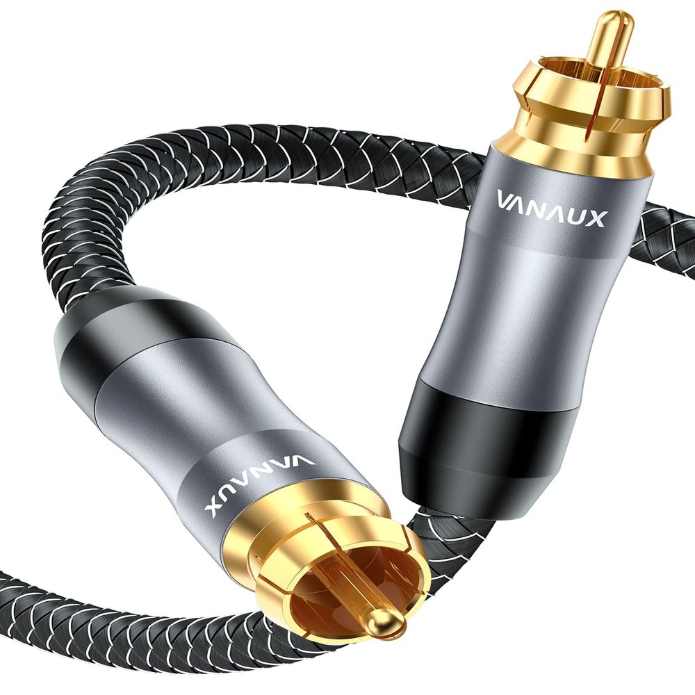 VANAUX Subwoofer Cable, 2ft Digital Coaxial Audio Cable, RCA to RCA Cord,Male to Male Mono [20AWG,4N Oxgen-Free Copper Core] for Home Theater, HDTV, Amplifier, Soundbar(2ft/0.6m)