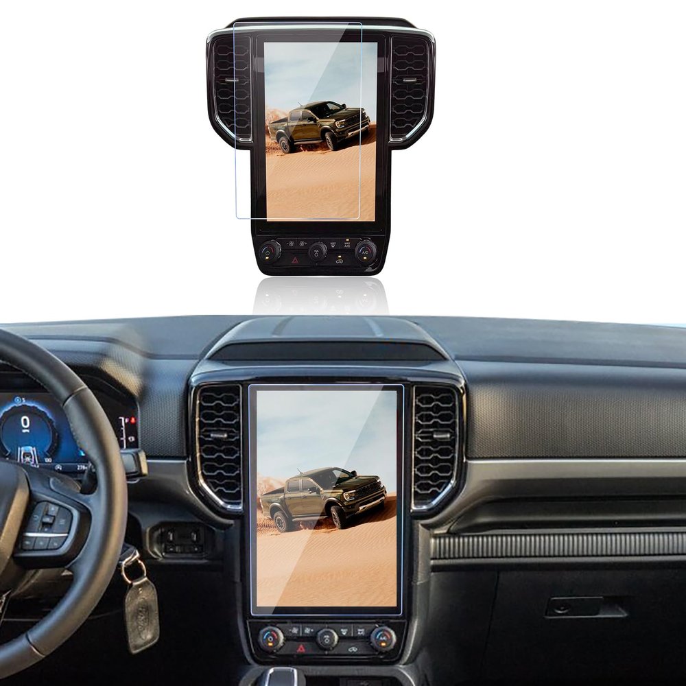 GFJNFG Compatible with 2024 2025 2026 Ford Ranger Screen Protector 12 inch TouchScreen, For 2025 2026 Ford Ranger Lariat/Raptor Accessories Protective Foil Tempered Glass Anti Scratch