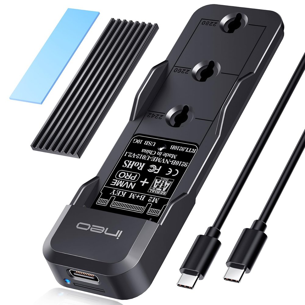 ineo Tool-Free M.2 NVMe & SATA to USB C 10Gbps Docking Station for M Key, B+M Key Support 2280 2260 2242 2230 SSDs (M.2 10Gb Docking)