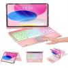 Baisla iPad 10th Generation Case with Keyboard 10.9"& iPad 11th(A16) & iPad Air 11 (M3/M2), Multi Trackpad, 360 Swivel & Rainbow Backlit for iPad Air 5th/4th,iPad Pro 11 4th/3rd/2nd/1st-Metallic Pink view 1