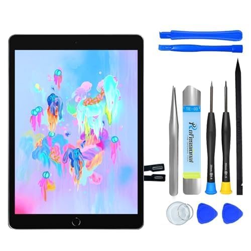 NB+ Screen Replacement for iPad 6th Generation 9.7" Touch Screen Digitizer 2018 Pre-Installed Adhesive(Model:A1893 A1954) Black
