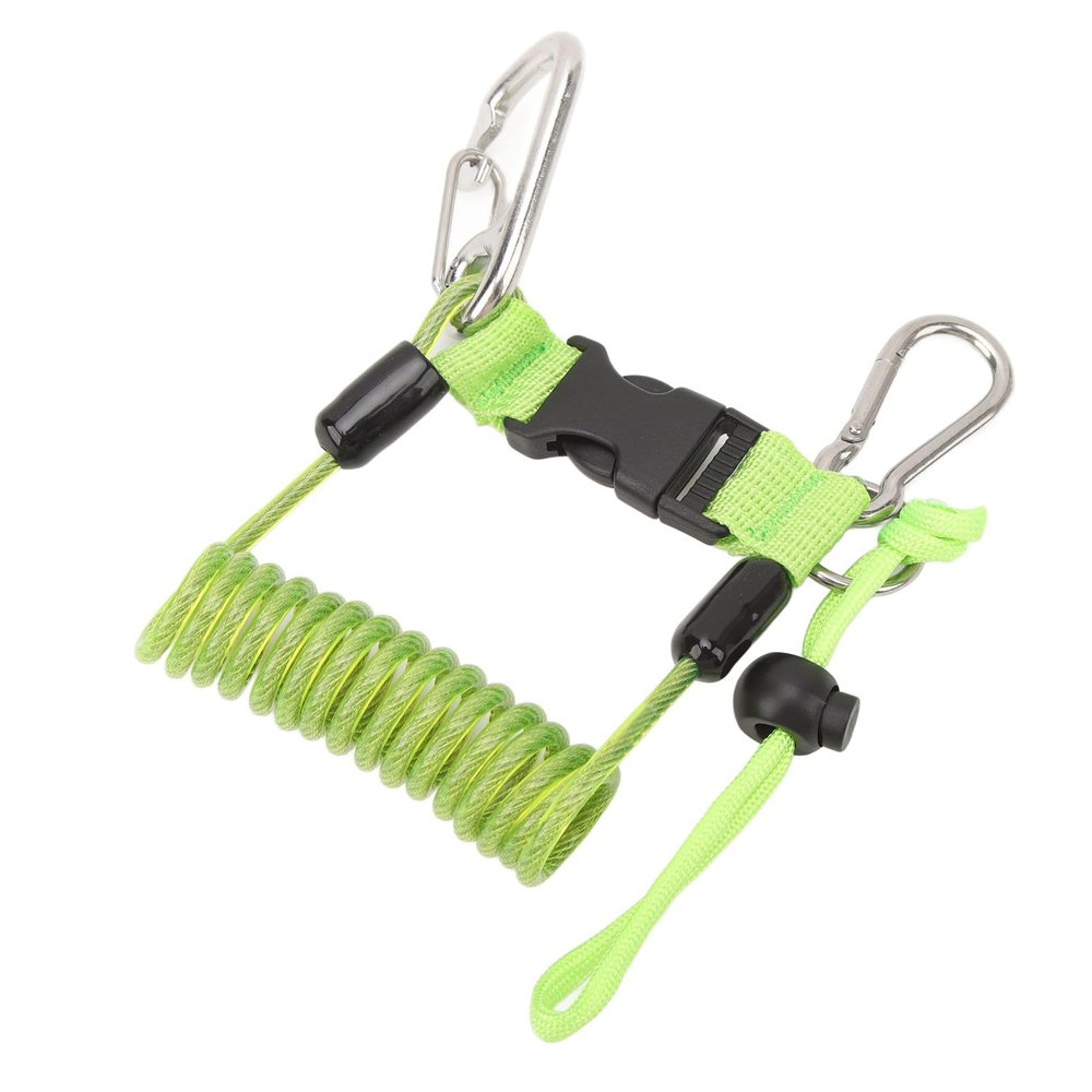 WIECHE Diving Hook Rope Stainless Steel Flexible Anti Lost Reef Camera Spring Easy Installation Underwater (Green)