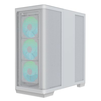 APNX C1-R Mid-Tower ATX High Airflow PC Case, 4x120mm PWM ARGB Fan, 11 Fan Slots, 360mm Radiator Support, 5-Port PWM ARGB Hub, Back-Connect Motherboard Support, Tempered Glass Panel, Type-C, White