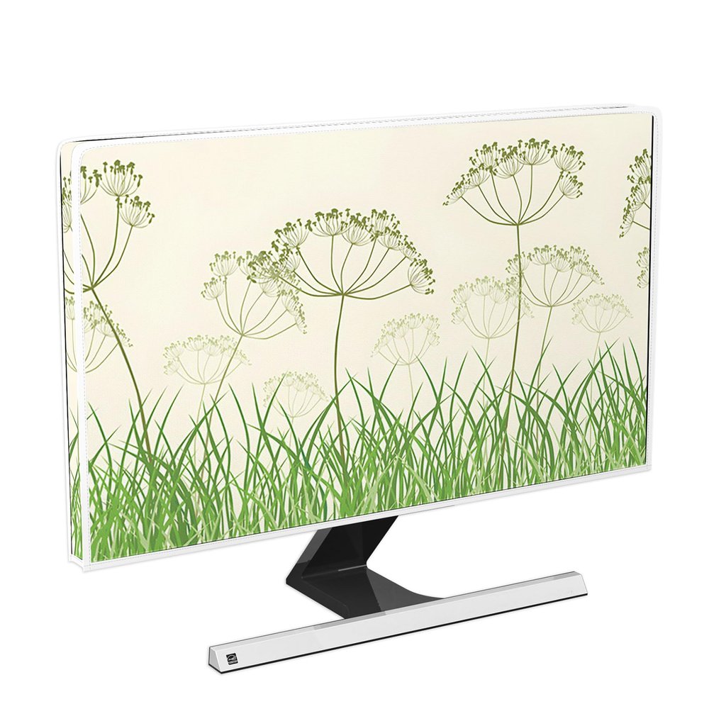 Baocicco Green Botanical Monitor Dust Cover 22, 23, 24, 25 Inch Sage Green Dandelion Plants Panel Case Computer Monitor Covers Sleeve Compatible with PC Desktop and TV Spring Floral