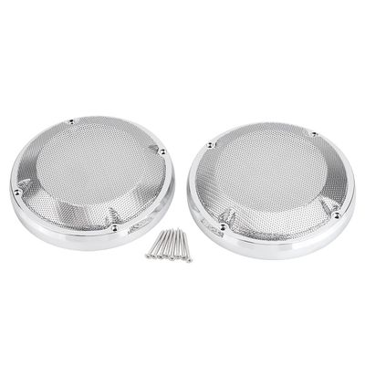 BID4ZE Chrome 6.5" Saddlebag Lid Speaker Grill Cover For Harley Touring Electra Glide Standard FLHT Road Glide Ultra FLTRU Road King FLHR Street Glide FLHX 1983-2023