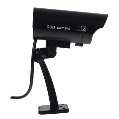 Dummy Outdoor Security Camera with Flashing Red LED, Waterproof ABS