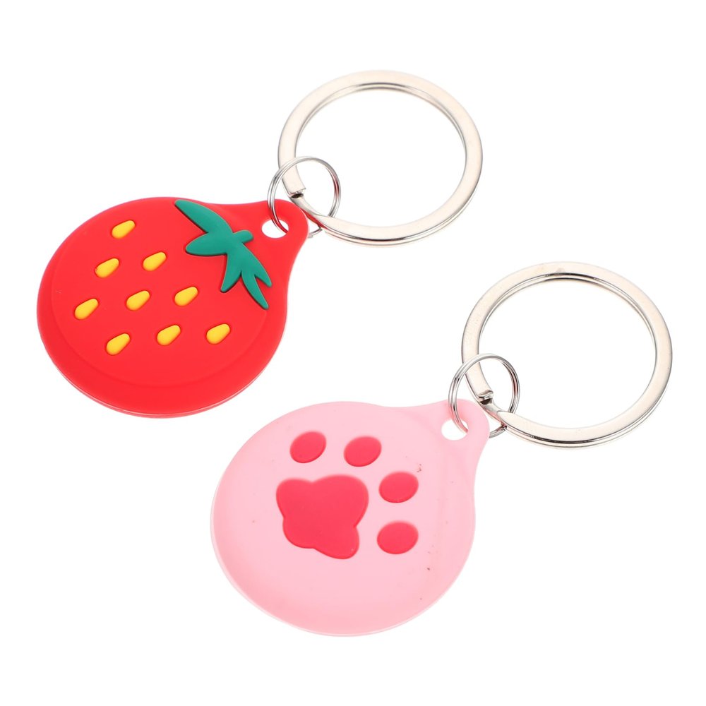 ARTIBETTER 2pcs Cartoon Cover Case for Lost Protective Keychain Holder Design for Easy Carrying Compatible Strawberry Pink Cat Paw