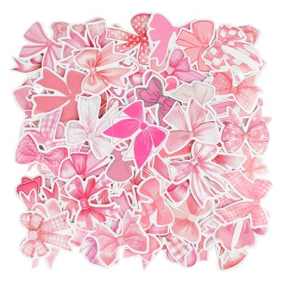 103Pcs Coquette Bows Stickers, Pink Bow Aesthetic Stickers, Cute Bow Tie Sticker for Girls, Vinyl Waterproof Decal for Laptop Phone Luggage Guitar