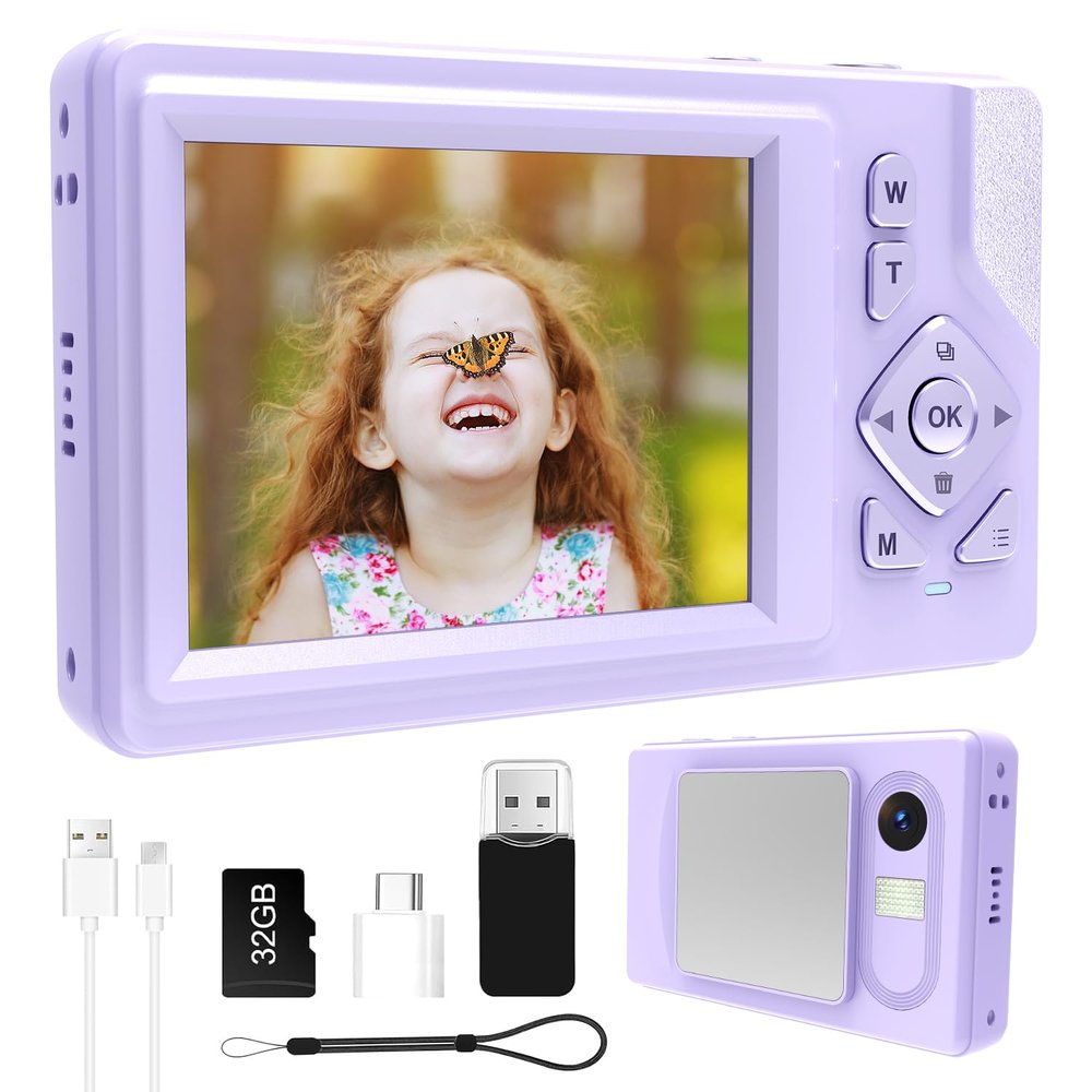 Digital Camera for Kids, Teens & Beginners - 1080P FHD 48MP, 2.83" LCD, 18X Digital Zoom & Anti-Shake, 32GB SD Card Included, Compact Portable Point and Shoot Travel Camera