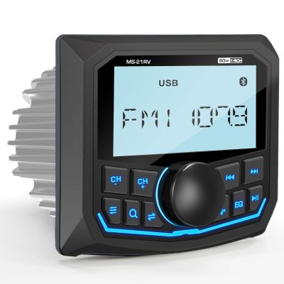 Waterproof Bluetooth Radio for Golf Cart: DOVOX Boat Marine Gauge Stereo - 2.8 Inch LCD Display AM FM USB AUX Subwoofer 200W Output - Gift for Golfer