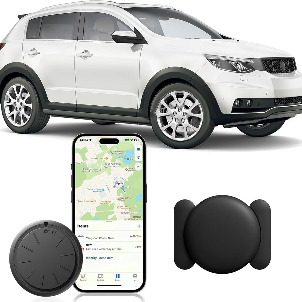 GPS Tracker for Vehicles,No Monthly Fee GPS Car Tracker,Car Locator Work with Apple Find My(iOS Only),Mini GPS Tracker with Magnetic Case (1PCS Black Tracker, Black Magnetic Case)