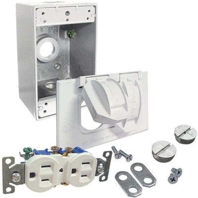 (1)-Replacement For Bell White Horizontal Mount Tamper Resistant Outdoor Outlet Kit 5839-6WRTR