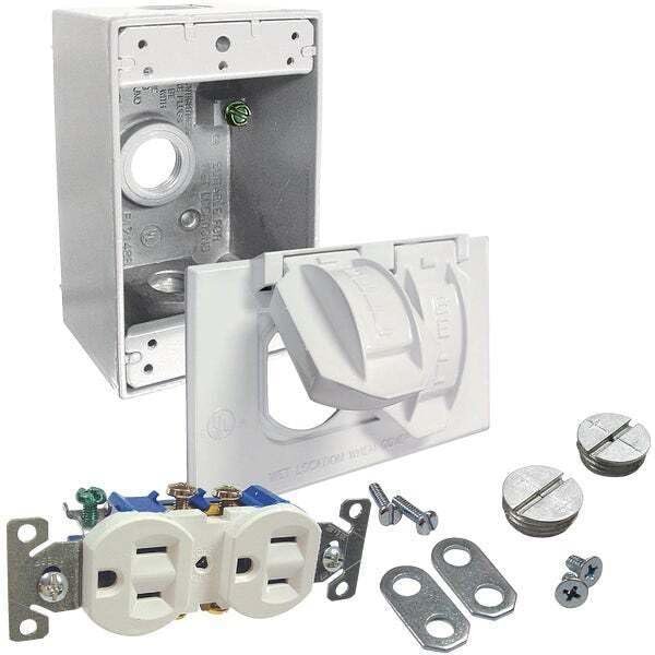 (1)-Replacement For Bell White Horizontal Mount Tamper Resistant Outdoor Outlet Kit 5839-6WRTR