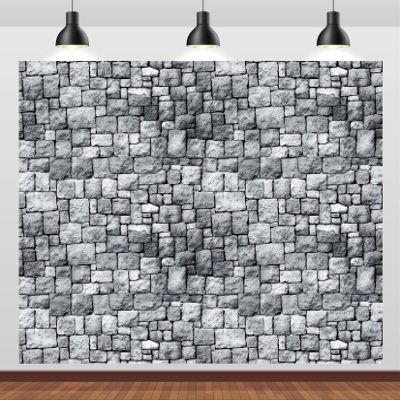 CORFOTO 10x6.5ft Fabric Grey Stone Brick Wall Photography Backdrop Medieval Castle Wall Decor Kids Party Decorations Halloween Knight Themed Photo Booth Props Wallpaper