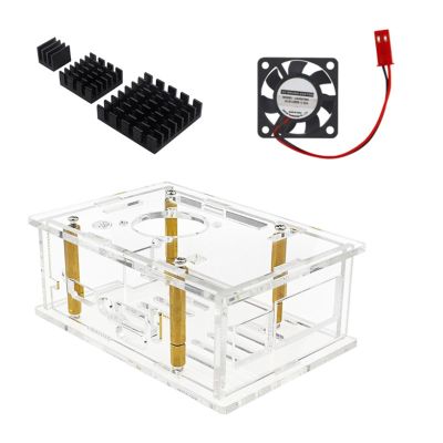 Acrylic Enclosure Acrylic Protective Case for Development Board Housing Box with Cooling Fan and Heatsink for Optional