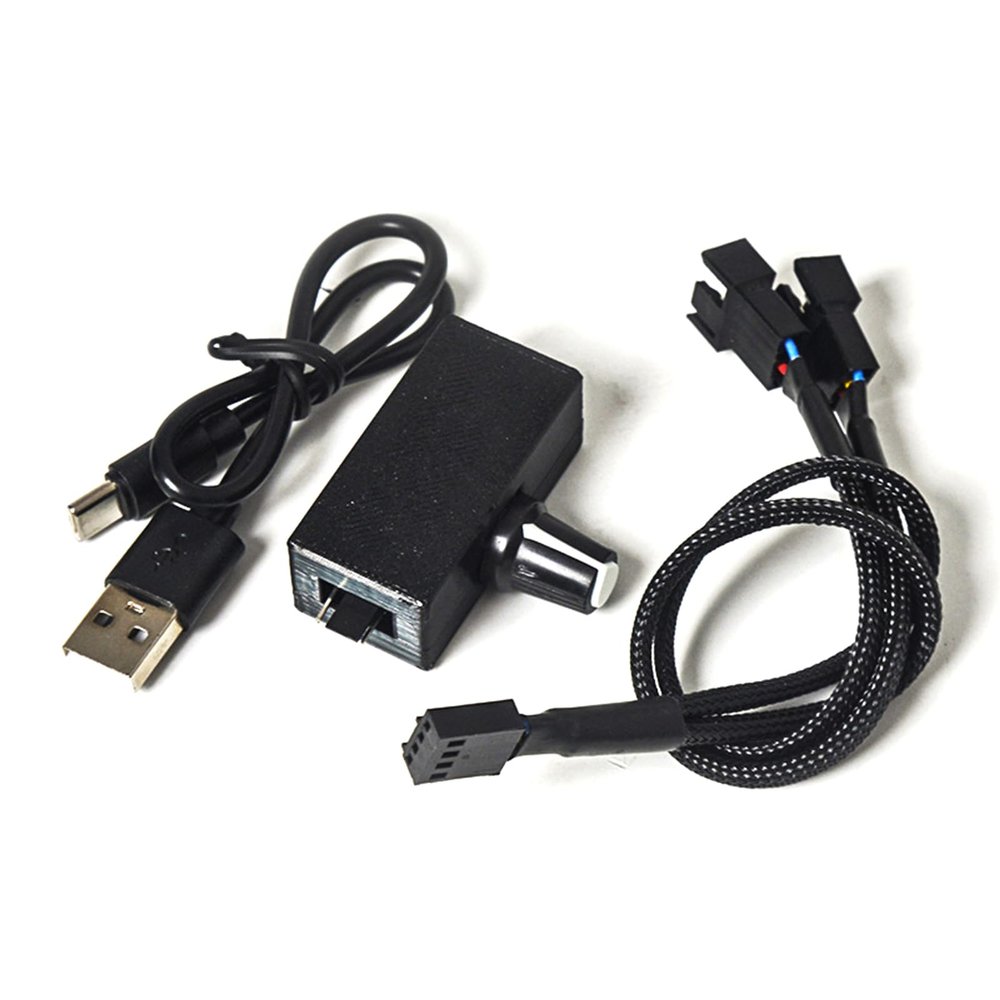 Adjustable PC Cooling Fan Speed Controller, USB to 4Pin Adapter Cable, DC5V to 12V Power Converters with 2/3 Way Splitte