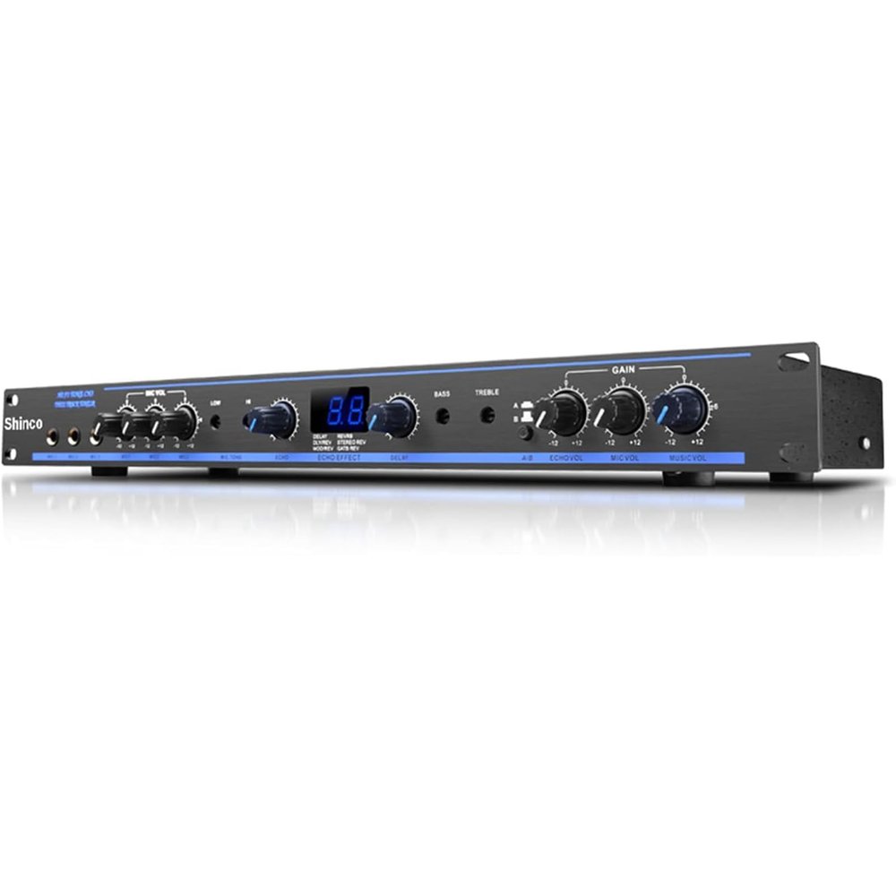 McbeAn Stereo Equalizer, Home Audio Equalizer, 99 Kinds of Reverb Effects, 6-in-1 Digital Reverb, Real Time Frequency Level Display, for DJ Stations, and Other Musical Instruments
