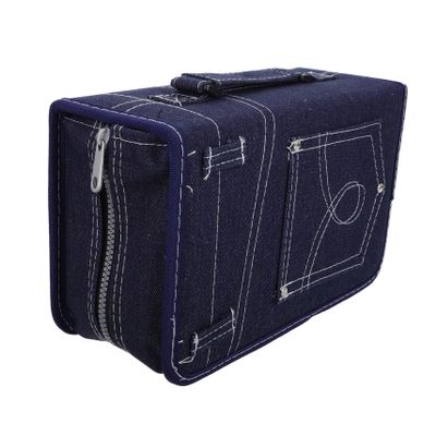 Yardenfun Cd Pouch Holder Organizer Denim Cd Wallet Case Zipper Fabric Storage Bag for Discs for Office Travel