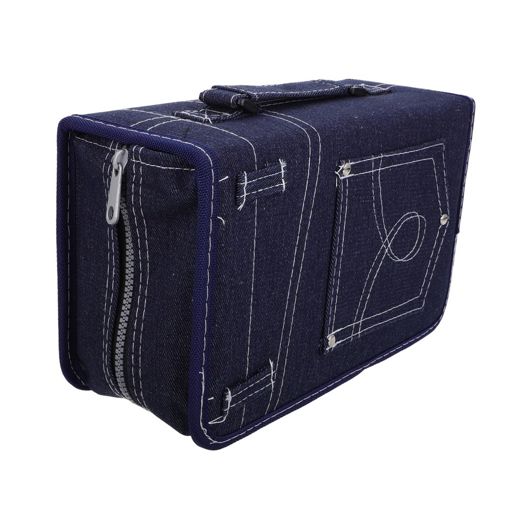 Yardenfun Cd Pouch Holder Organizer Denim Cd Wallet Case Zipper Fabric Storage Bag for Discs for Office Travel