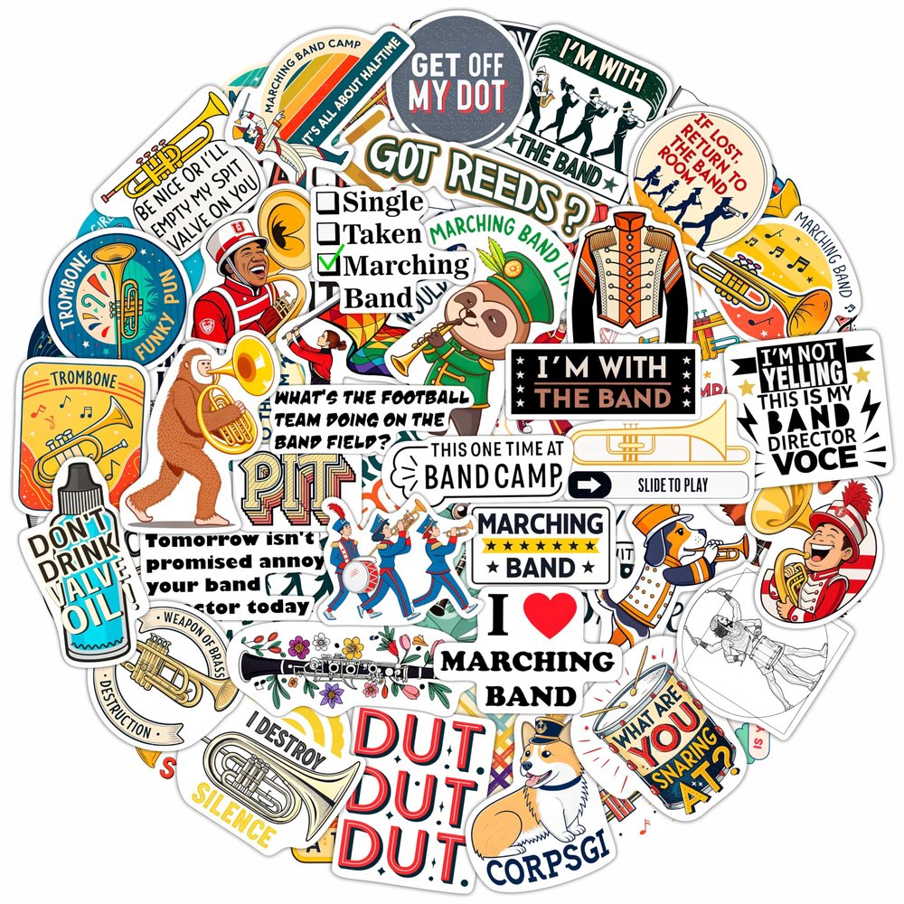100Pcs Marching Band Stickers - Marching Band Gifts, Party Supplies -Drum Stickers - Gift for Women & Men