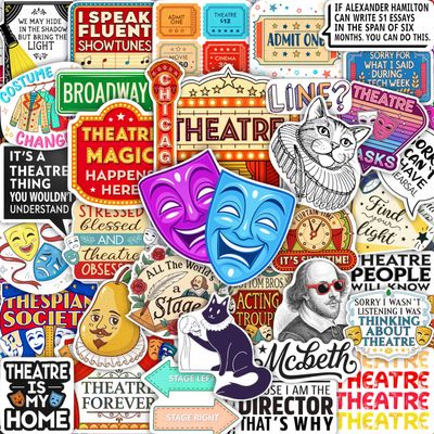100Pcs Theatre Stickers for Laptop, Drama Stickers and Decals - Theatre Gifts - Drama Party Supplies - Gift for Women & Men