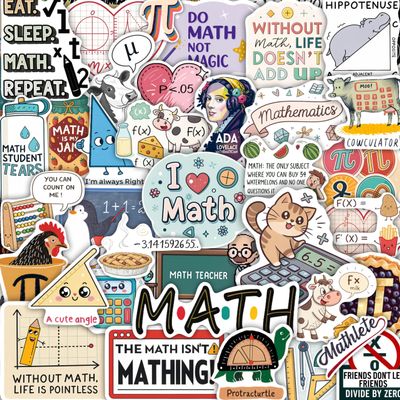 100Pcs Math Stickers for Laptops & Water Bottle - Funny Math Gifts, Party Supplies & Decorations - Nerd Stickers Gift for Women & Men