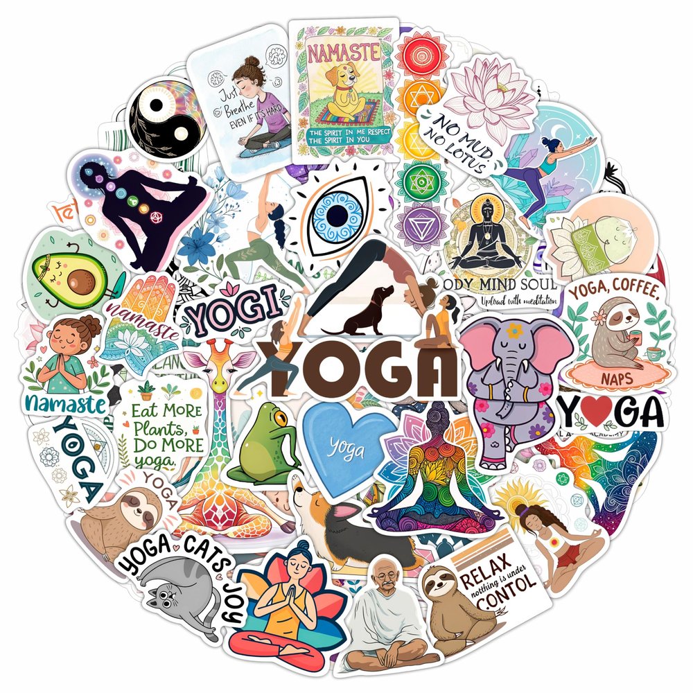 100Pcs Yoga Stickers for Planner, Water Bottle - Yoga Gifts for Women, for Yoga Instructor - Gift for Women & Men