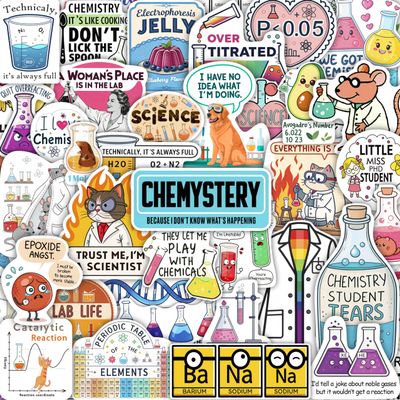 100Pcs Chemistry Stickers for Laptop, for Water Bottle - Funny Chemistry Gifts - Science Party Supplies & Decorations - Gift for Women & Men