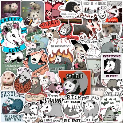 100Pcs Possum Stickers, Opossum Stickers - Possum Gifts - Opossum Party Decoration, Favors - Gift for Women & Men