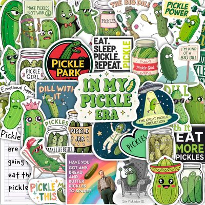 100Pcs Pickle Stickers for Water Bottle and Laptop - Pickle Party Supplies, Decorations - Food and Fun Stickers, Gifts for Women & Men
