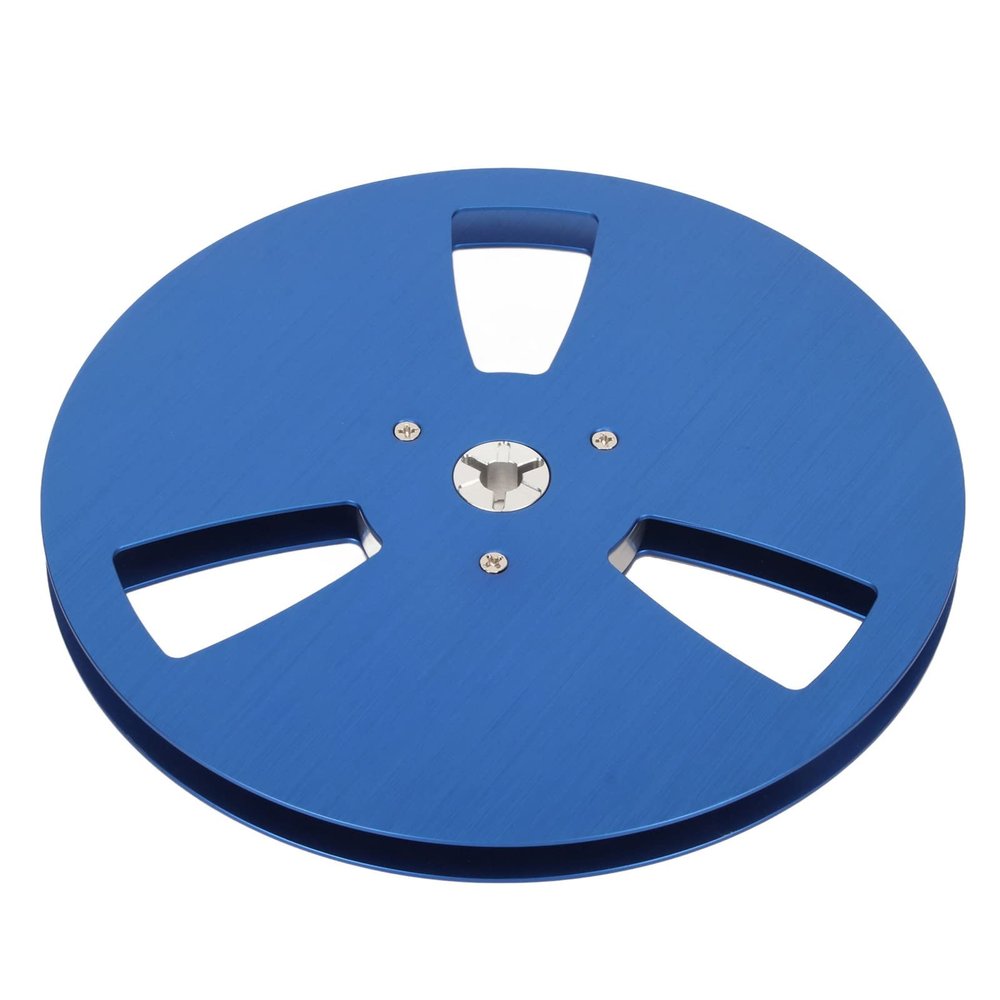 7 Inch Empty Reel for 1/4 Tape Players, Aluminum Alloy 3 Hole Design, Tape Recorder Replacement (Black) (Silver) (Gold) (Blue)
