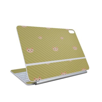 Carbon Fiber Skin Compatible with Apple Magic Keyboard for iPad Air 13-inch (M3) 2025 - Cat Grid - Premium 3M Vinyl Protective Wrap Decal Cover - Easy to Apply | Crafted in The USA by MightySkins