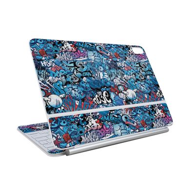 Carbon Fiber Skin Compatible with Apple Magic Keyboard for iPad Air 11-inch (M3) 2025 - Blue Meanies - Premium 3M Vinyl Protective Wrap Decal Cover - Easy to Apply | Crafted in The USA by MightySkins
