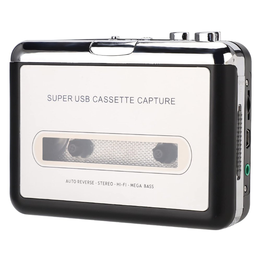 Acouto Portable USB Cassette to MP3 Converter with Auto Reverse, Stereo Output and Earphones